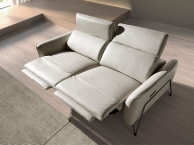 Canape de relaxation 2 places en cuir sable 6276 - 164x111x104 cm