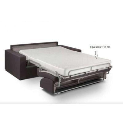 Canape droit cayenne 3 places en cuir noir 95 x 215 x 87 cm