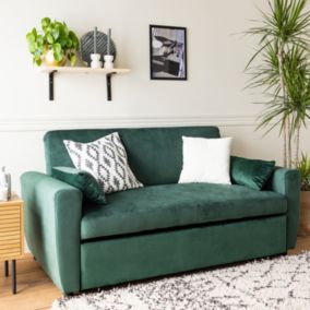 Canape droit HAPPY GARDEN 2 places en velours vert 93 x 169 x 85 cm