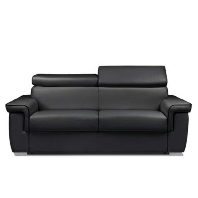 Canape droit INSIDE 75 3 places en simili-cuir noir 100 x 220 x 90 cm