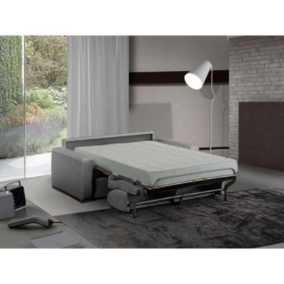 Canape droit INSIDE 75 4 places en simili-cuir gris 95 x 215 x 45 cm