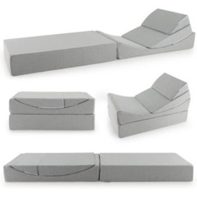 Canape Lit 1 Place Convertible 4 en 1 avec Housse Lavable -Lot de Coussins de Soutien pour Chambre 58x200x18CM Gris