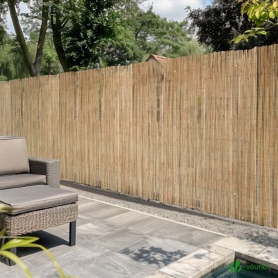 Canisse en roseau naturel Brise vue avec attaches de fixation 160x600cm VOUNOT