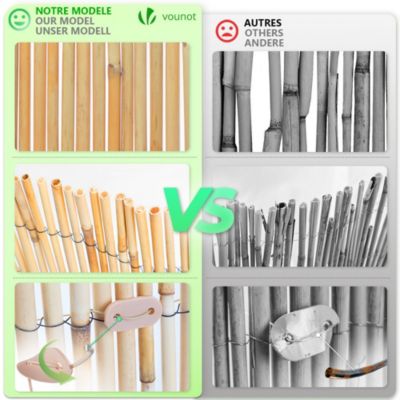 Canisse en roseau naturel Brise vue avec attaches de fixation 160x600cm VOUNOT