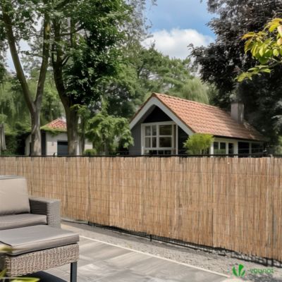 Canisse en roseau naturel Brise vue avec attaches de fixation 90x600cm VOUNOT