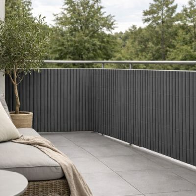 Canisse PVC occultant simple face 1x3m gris - Kit de fixation inclus