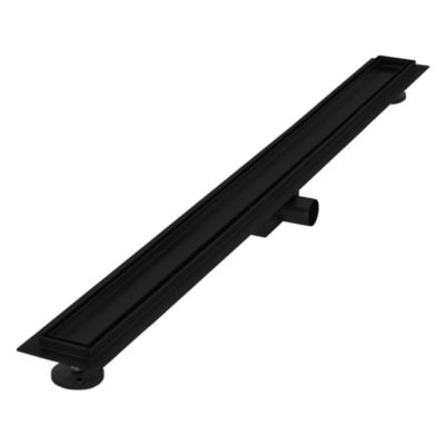 Caniveau de Douche 100 cm 2en1 à Carreler, Noir, Acier Inoxydable