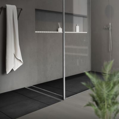 Ibergrif Siphon Douche Italienne 80 Cm 2-en-1 - Caniveau Acier Inoxydable Gris Avec Panier Filtrant Et Réglable