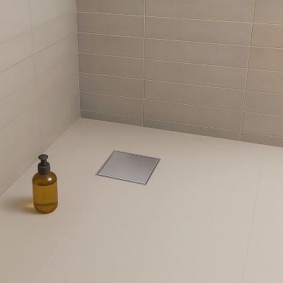 Canal De Douche Carré Inox 15 Cm - Bc-elec - Hauteur Réglable, Sortie 40 Mm