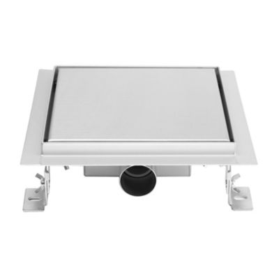 Caniveau de douche carré inox CARA 20 x 20 cm avec siphon anti-odeurs, drainage 36l/min, hauteur réglable SANIVERRE