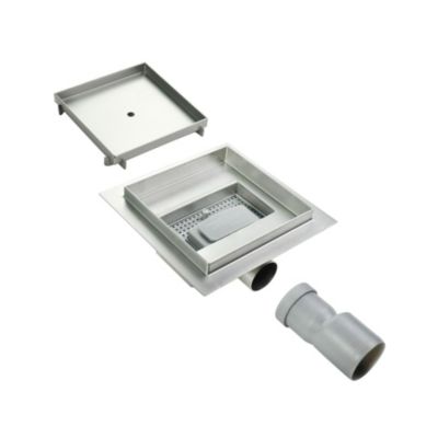 Caniveau de douche à carreler carré CIREA 20 x 20 cm, siphon anti-odeurs, drainage 36l/min, hauteur réglable SANIVERRE