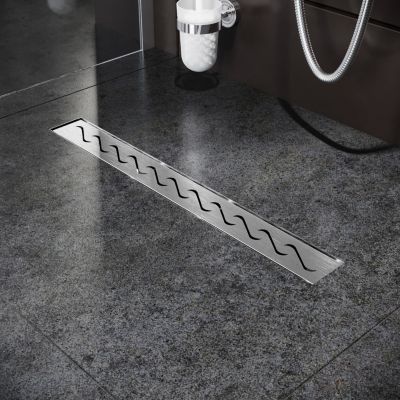 Caniveau de douche en acier inoxydable SIRHONA  Drain de douche rectangulaire de 80cm avec grille à motifs de briques