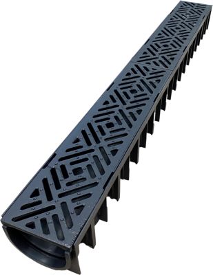 Caniveau grille B125 polypropylène 12 x 100 cm noir
