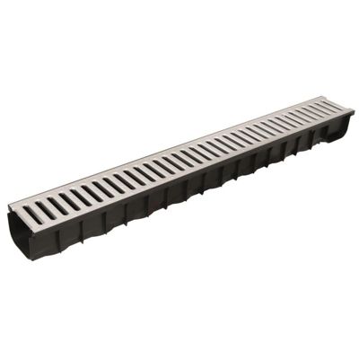 Caniveau plastique (PE-HD et PP) Midi noir - Classe A15 - Grille en galvanisé - Marshalls -       Caniveau de 100 cm