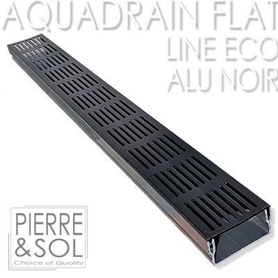 Caniveau plat H 5 cm Grille aluminium NOIR - AquaDrain - FLAT - LINE ECO -       Caniveau de 100 cm