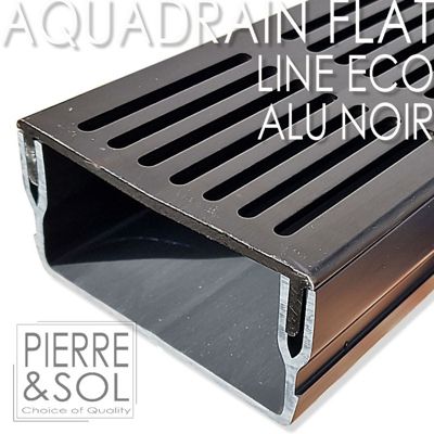 Caniveau plat H 5 cm Grille aluminium NOIR - AquaDrain - FLAT - LINE ECO -       Élément d'angle