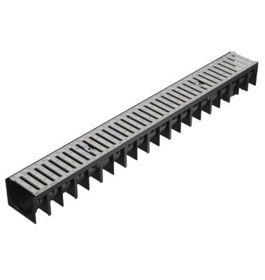Caniveau PP noir avec grille galva 12 x 100 cm