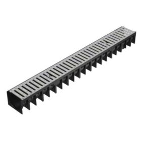 Caniveau PP noir avec grille galva 12 x 100 cm