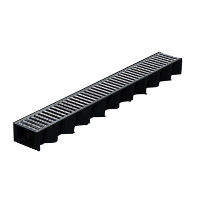 Caniveau PP noir grille galva 12,9 x 100 cm