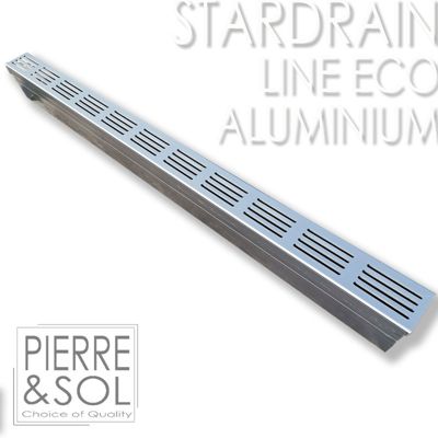 Caniveau étroit 6,5 cm Grille aluminium - StarDrain - LINE ECO -       Caniveau de 100 cm