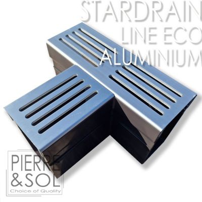 Caniveau étroit 6,5 cm Grille aluminium - StarDrain - LINE ECO -       Pièce en T
