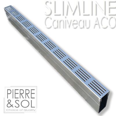 Caniveau étroit 6 cm Grille aluminium - SLIMLINE - ACO -       Caniveau de 100 cm