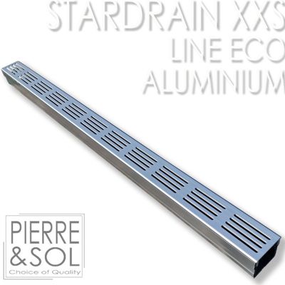 Caniveau XXS MINI L 6,5 cm Grille aluminium - StarDrain - LINE ECO -       Caniveau de 100 cm