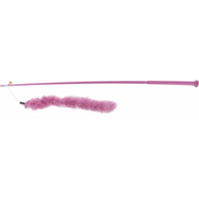Canne à pêche XXL avec boa de plumes, taille 65 cm pour chat.