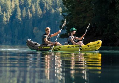 Kayak Gonflable Intex Explorer K2 2 Places - 312x91 Cm - PVC SuperTough Avec Rames Et Pompe
