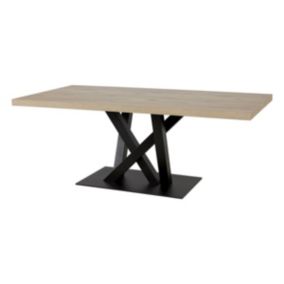 CANYON - Table 170cm Aspect Bois Piètement Métal Croisé Noir