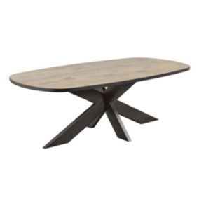 CANYON - Table Ovale 230cm Aspect Bois Piètement Araignée Métal Noir