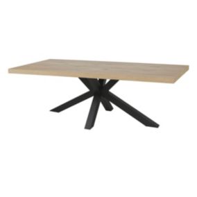 CANYON - Table Rectangulaire 170cm Aspect Bois Piètement Etoile Métal Noir