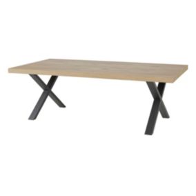 CANYON - Table Rectangulaire 200cm Aspect Bois Piètement X Métal Noir