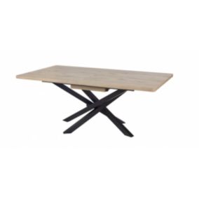 CANYON - Table Repas Allongeable 200cm Aspect Bois Piètement Métal Noir