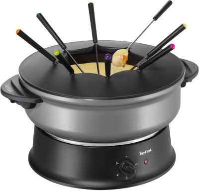 Caquelon fondue 1.5 L argenté antiadhésif avec couvercle