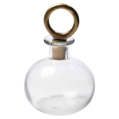Carafe Bulle en Verre et son Bouchon Anneau Doré 18x12cm