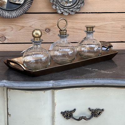Carafe Bulle en Verre et son Bouchon Anneau Doré 18x12cm