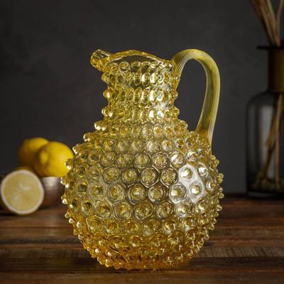 Carafe cristal jaune pointe de diamant 2L 19x17x23cm