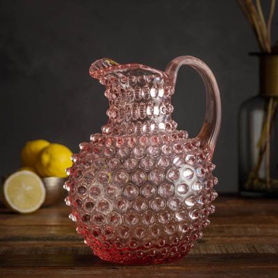 Carafe cristal rose pointe de diamant 2L 23x17x19cm