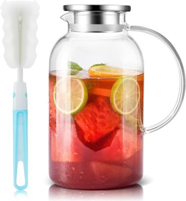 Carafe en verre de 2,5 L avec couvercle inox