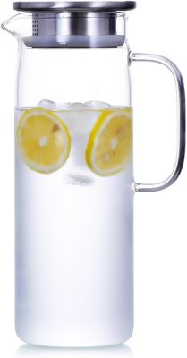 Carafe en Verre Élégante avec Couvercle Inox 2L