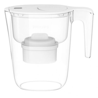 Carafe filtrante 2,6 L blanche avec 3 filtres en Microfiltration et digital timer Philips PHAWP2933WHT3/24