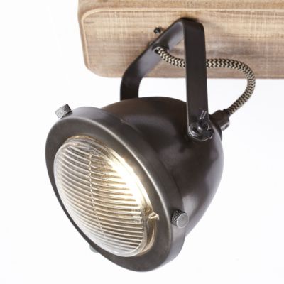CARMEN WOOD Barre 3L Acier patiné/bois GU10 métal/bois 3xGU10 LED 5W ampoule non incluse