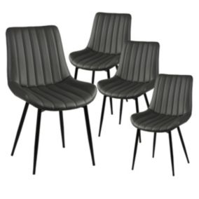 CAROLANN - Lot de 4 Chaises Grises Métal et PVC