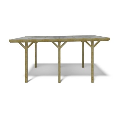 Carport, abri de voiture  3.04x5.12 m - 15.56 m2 - couverture PVC  - CAR10PVCTR