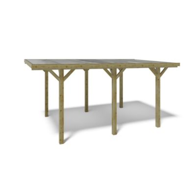 Carport, abri de voiture  3.04x5.12 m - 15.56 m2 - couverture PVC  - CAR10PVCTR