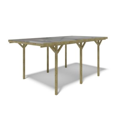 Carport, abri de voiture  3.04x5.12 m - 15.57 m2 - couverture PVC  - CAR16PVCTR