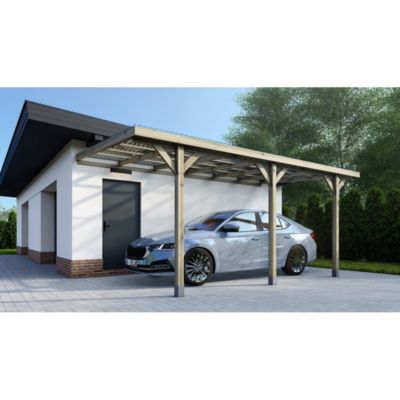 Carport, abri de voiture  3x5.24 m - 15 m2 - couverture PVC  - CAR7-2PVCTR