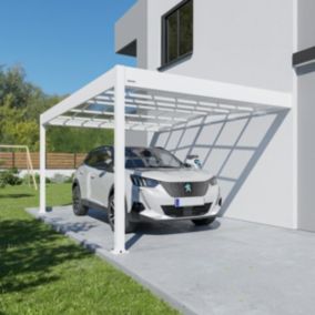 Carport adossé aluminium Blanc Trigano - LIBECCIO WALL - 16 m²