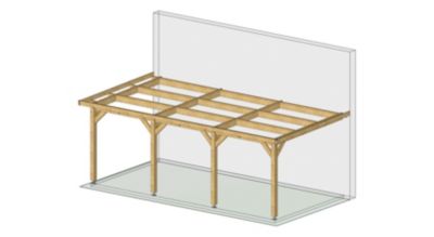 Carport adossé toit plat 450cmx1050cm, bois DOUGLAS Français (Charpente ...